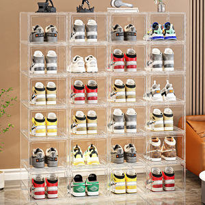 Organisateur de rangement pour chaussures empilable transparent multifonctionnel et durable, boîte de rangement pour chaussures, étagère murale pour chaussures - Product Image 2