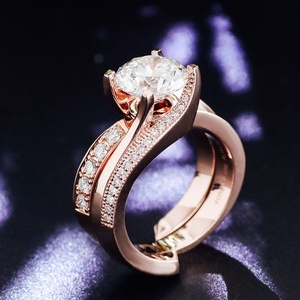 Anillo de Compromiso de Diamante de Laboratorio en Oro Sólido de 14K, Certificado IGI, 2CT D VS, Conjunto de Anillos de Boda con Diamante Cultivado en Laboratorio - Product Image 3