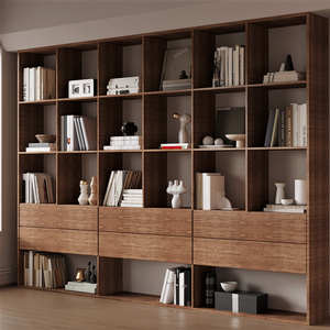 Librero de Madera de Nogal Fabricado en China, Mueble Multifuncional de Almacenamiento para Estudio, Sala de Estar, Cafetería <span class=keywords><strong>y</strong></span> Biblioteca - Product Image 1
