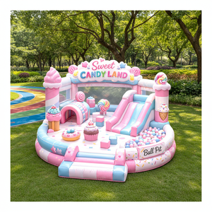 Castello Gonfiabile Pop-Up Combo Casa dei Dolci con Piscina di Palline e Scivolo per Feste per Bambini in PVC Marca IFUN - Product Image 1