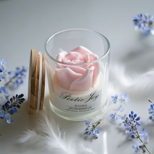 Bougie <span class=keywords><strong>parfum</strong></span>ée en verre sculptée en forme <span class=keywords><strong>de</strong></span> <span class=keywords><strong>rose</strong></span>, en cire <span class=keywords><strong>de</strong></span> soja naturelle végane, romantique et exquise, pour un cadeau <span class=keywords><strong>de</strong></span> la Saint-Valentin, décoration <span class=keywords><strong>de</strong></span> table à la maison - Product Image 3
