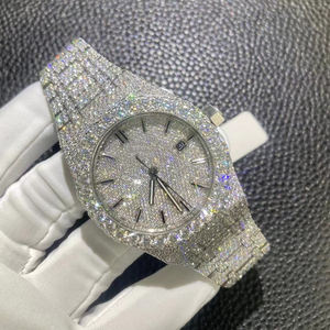 Montre mécanique de luxe pour homme, entièrement sertie de diamants, 41 mm, avec zircon moissanite - Product Image 5
