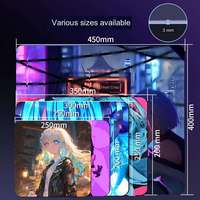 Tapis de Souris Anime Fille en Verre Noir et Blanc, Dessin Manga au Trait, Surface Givrée, Base Trempée, Glisse Lisse pour Gaming, Vente en Gros