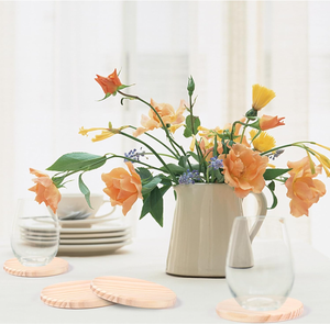 Sous-verre rond en bois brut de 3,9 pouces, éco-responsable, à personnaliser soi-même - Product Image 4