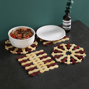 Tapete Resistente al Calor de Bambú, Forma Irregular, Color Sólido, Salvamanteles, Posavasos, Tapete para Platos, Tapete Redondo y Cuadrado para Mesa - Product Image 1