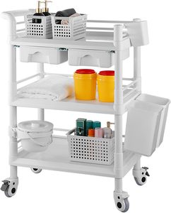 Chariot roulant à 3 niveaux pour esthéticienne, salon de beauté SPA, hôpital commercial, bureau, laboratoire, chariot avec tiroirs