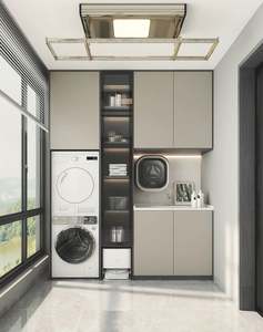 Mueble Moderno de Madera Maciza para Lavadero con Lavadora y Diseño Elegante - Product Image 2