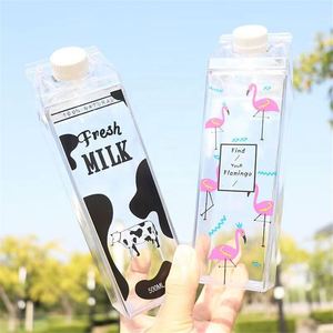 BPA Free Reusable Portable Drinkware Double Wall <b>Clear</b> Acrylic Plastic Leakproof Milk Carton Shaped <b>Water</b> <b>Bottle</b> for Juice Milk - Product Image 1