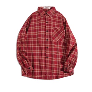 Camisa de Manga Larga Estilo Retro para Hombre, Camisa a Cuadros Holgada e Informal - Product Image 1