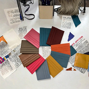 Porte-cartes en cuir véritable avec logo personnalisé pour femmes porte-cartes d'identité de banque d'affaires mince en nylon court classique cadeau personnalisable - Product Image 2