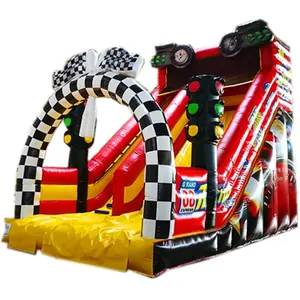 Outdoor Traffic Signals Theme Funny Inflatable Castle And Slide For Children Play Center