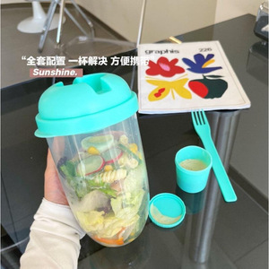 ถ้วยสลัดแบบพกพาสองชั้นพร้อมช้อนสำหรับใส่อาหารกลางวันและเก็บอาหาร - Product Image 4