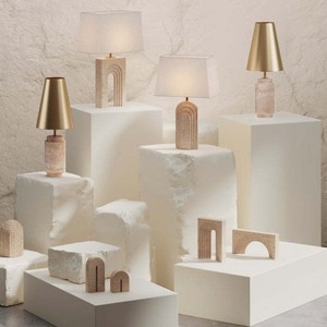 Nordic Natural Yellow Travertine Table Lamp Led <b>Light</b> Source E27 Bulb Base Switch Control Eco Friendly For Living Room Bedroom - Product Image 2