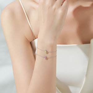 Pulsera de Cadena de Plata de Ley S925 con Ámbar de Corte Ovalado y Circonita Amarilla, Regalo de San Valentín para Mujer, Versión de Cobre Personalizable - Product Image 2