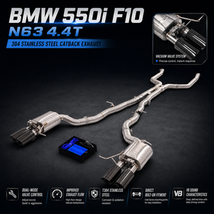 Sistema de Escape Catback con Válvula de Silenciador de Acero Inoxidable 304 ING para <span class=keywords><strong>BMW</strong></span> <span class=keywords><strong>550i</strong></span> F10 N63 V8 4.4T 2011+ - Product Image 1