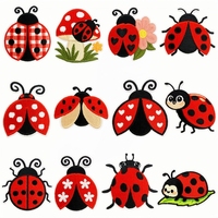 Nouvelles Appliques Brodés Thermocollants Coccinelle Rouge Mignonne Dessin Animé pour Vêtements et Accessoires DIY