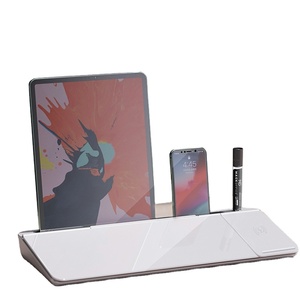 Tableau blanc de bureau à chargement sans fil Tableau en verre effaçable à sec avec support de clavier de rangement Tapis de bureau pour ordinateur - Product Image 3