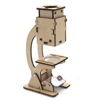 Microscope en bois pour expériences n°2 E200 pour les élèves du primaire et du secondaire, kit de bricolage fait main, petit jouet éducatif scientifique