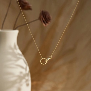 Collana con Ciondolo a Catena Asimmetrica Intrecciata a Cerchi Eterni, <span class=keywords><strong>Regalo</strong></span> per <span class=keywords><strong>Fidanzata</strong></span>, <span class=keywords><strong>Anniversario</strong></span>, Natale - Product Image 5