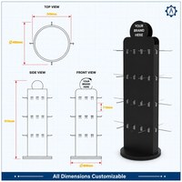 Présentoir de sol rotatif double face personnalisé pour porte-clés avec crochets métalliques, idéal pour les points de vente en magasin