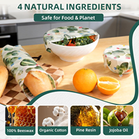 Lot de 3 enveloppes en cire d'abeille réutilisables pour la conservation des aliments, écologiques, sans plastique, durables, pour couvrir les bols ; stockage alimentaire éco-responsable et zéro déchet