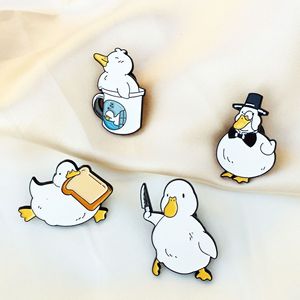 Épingle d'insigne de broche de canard en métal mignon d'animal de dessin animé créatif émaillé avec la technique d'impression numérique
