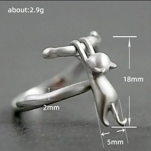 Anello a Forma di Gatto per Donne, Design Animale alla Moda, Regolabile, Gioiello Minimalista per Uso Quotidiano - Product Image 4