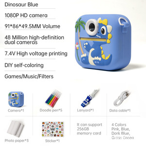 Çocuklar kamera yazıcı Mini taşınabilir termal kless çocuk oyuncakları sevimli dinozor Spaceman Mini cep etiket fotoğraf kamerası yazıcı - Product Image 6