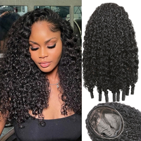 Longue demi-perruque en cheveux humains brésiliens |   Perruque mi-longue bouclée style birman, texture naturelle, cheveux humains, pour femmes