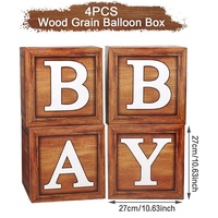Blocs de bébé marron Grain de bois-Centre de table ours en peluche premier anniversaire avec décor de toile de fond révélateur de sexe