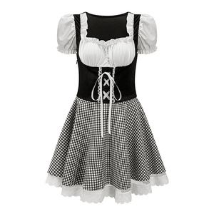 Vestido para el Festival de la Cerveza de Múnich, Disfraz para Actuación en Escenario para Mujeres Adultas, C600, Falda a Cuadros Roja, Verde, Azul y Negra, Vestido Étnico - Product Image 3