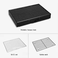 Plaques de cuisson à gaz d'extérieur Mini BBQ en acier inoxydable Barbecue à charbon de bois Poêle pliante Portable pour outils de cuisson en plein air