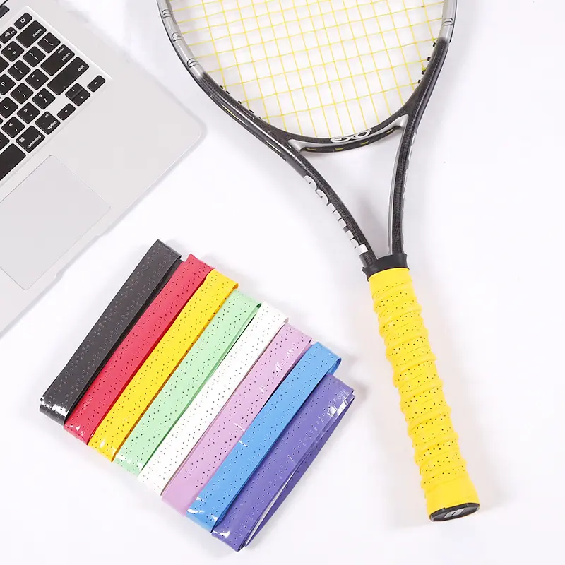 Badmintonracket Rubberen Grip Lederen Antislip Riem Hand Rubber Hengel Grip Riem Geperforeerd Kiel Tennisracket