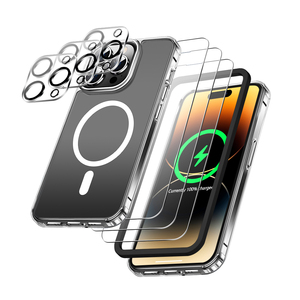 <span class=keywords><strong>7</strong></span>-in-1 Handyhülle Magnetischer Klarer Displayschutz aus Gehärtetem Glas Kameralinsen-Schutz für <span class=keywords><strong>iPhone</strong></span> 13 14 15 16 Pro Max Plus - Product Image 1