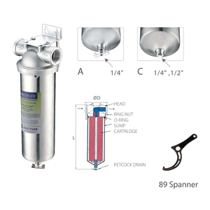 Hồng HUI HL-10A 10 inch wholehouse thép không gỉ waterfilter Cartridge Lọc nhà ở lọc nước nhà ở - Product Image 3