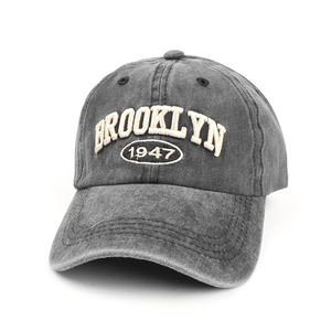 Gorra de Béisbol de Algodón Lavado Estilo Vintage Brooklyn 1947, Bordada, Unisex, Tipo Denim - Product Image 3