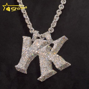 Nuovo Stile <span class=keywords><strong>Ciondolo</strong></span> da Uomo Hip Hop Personalizzato in <span class=keywords><strong>Argento</strong></span> Sterling 925 con Moissanite di Alta Qualità che Supera il Test del Diamante - Product Image 1