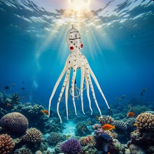 Señuelo de goma artificial luminoso con diseño de pulpo y calamar, con doble anzuelo para pesca en agua salada - Product Image 1