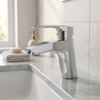 Mitigeur de lavabo thermostatique chaud/froid monotrou moderne avec poignée ajourée et cartouche céramique