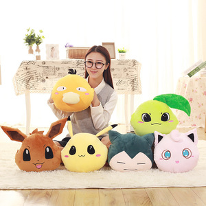 Vente en gros Psyduck Eevee Snorlax Jigglypuff <span class=keywords><strong>Chikorita</strong></span> Coussin chauffe-mains 28CMx33CM Peluche Jouet en peluche - Product Image 1