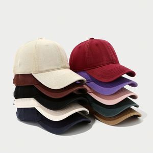 Cappellino da Baseball Semplice con Visiera, Stile Retrò Lavato, Tinta Unita, Morbido, per Grandi Circonferenze di Testa, Moda Euro-Americana - Product Image 1