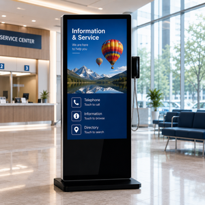 Kiosque numérique tactile sur pied AIYOS 55 pouces avec combiné téléphonique VoIP, double système d'exploitation Android Windows, écran LCD - Product Image 3