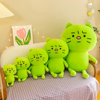 Peluche chat vert avec rembourrage en coton PP, douce, grande taille, pour câliner et soulager l'anxiété, utilisable comme oreiller