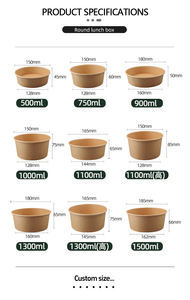 Bol en papier jetable compostable personnalisé rectangulaire ou rond pour salade, <span class=keywords><strong>Poke</strong></span> <span class=keywords><strong>Bowl</strong></span>, emballage en papier prêt à l'emploi - Product Image 6