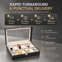 Boîte d'emballage pour montres en cuir PU beige et velours, multi-compartiments (6, 10, 12, 24 emplacements), personnalisable OEM, vente en gros