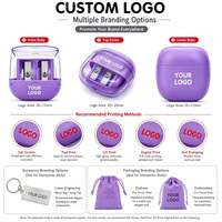 Taille-crayon en plastique personnalisé à 2 trous avec bac de récupération et couvercle transparent, portable, pour artistes et dessinateurs