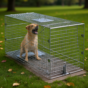 Trampa de jaula de hierro galvanizado para animales vivos 50 x 20 x 26 con asa plegable, suministros humanos para el entrenamiento de perros callejeros y mascotas - Product Image 2
