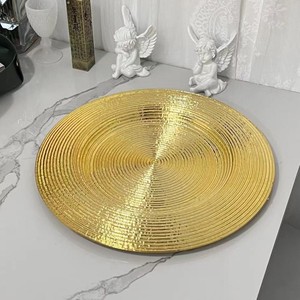 All'ingrosso più economico rotondo 13 "oro brillante decorazione di nozze piastre di plastica del caricatore - Product Image 2