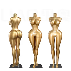 Maniquí Femenino de Cuerpo Completo <span class=keywords><strong>con</strong></span> Cabeza y Brazos, Curvilíneo, <span class=keywords><strong>con</strong></span> Busto y Caderas <span class=keywords><strong>Grandes</strong></span>, Pintura Dorada, Estilo BBL - Product Image 4