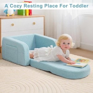 Canapé-lit pliable 2-en-1 en mousse souple pour tout-petits, idéal pour la maternelle (garçons et filles de 1 à 3 ans) - Product Image 3